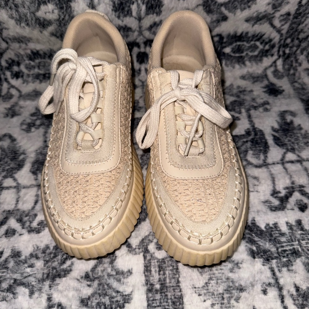 Woven Cream Platform Sneakers
